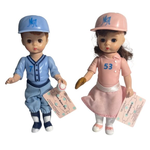 Madame Alexander Team Mates Baseball Doll Set Boy Girl McDonalds Sleepy Eyes - Picture 1 of 7